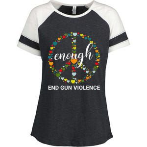 Wear Orange Peace sign Enough End Gun Violence Tie Dye Enza Ladies Jersey Colorblock Tee