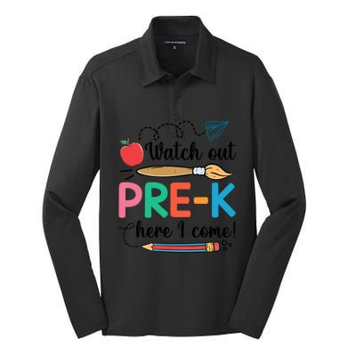 Watch Out PreK Here I Come Team PreK Gift Silk Touch Performance Long Sleeve Polo