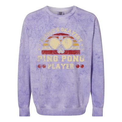 Worlds Okayest Ping Pong Player Retro Ping Pong Colorblast Crewneck Sweatshirt