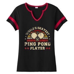 Worlds Okayest Ping Pong Player Retro Ping Pong Ladies Halftime Notch Neck Tee