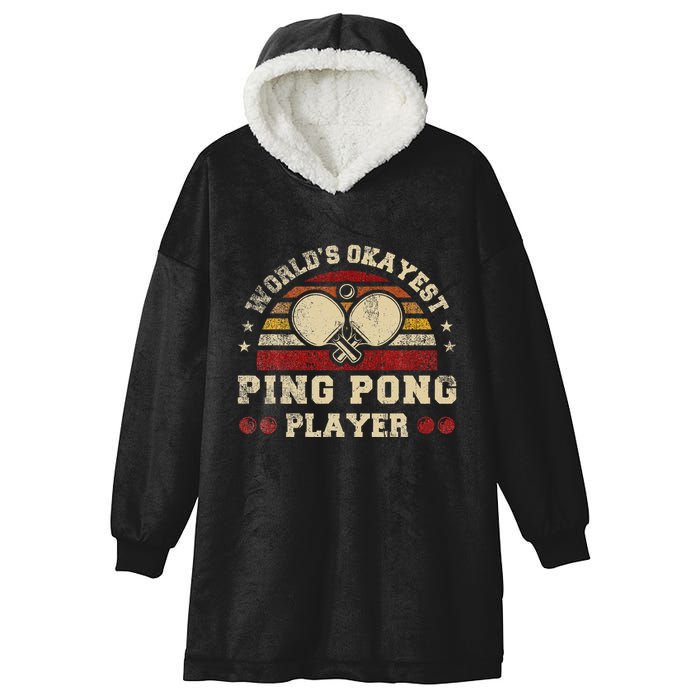 Worlds Okayest Ping Pong Player Retro Ping Pong Hooded Wearable Blanket