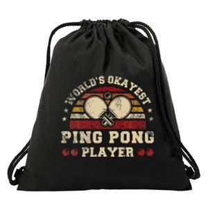 Worlds Okayest Ping Pong Player Retro Ping Pong Drawstring Bag