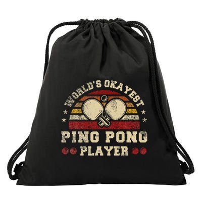 Worlds Okayest Ping Pong Player Retro Ping Pong Drawstring Bag
