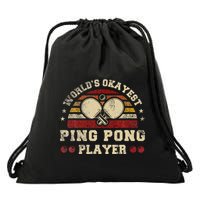 Worlds Okayest Ping Pong Player Retro Ping Pong Drawstring Bag