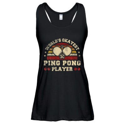 Worlds Okayest Ping Pong Player Retro Ping Pong Ladies Essential Flowy Tank