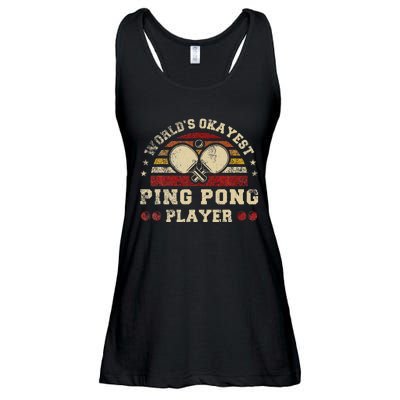 Worlds Okayest Ping Pong Player Retro Ping Pong Ladies Essential Flowy Tank