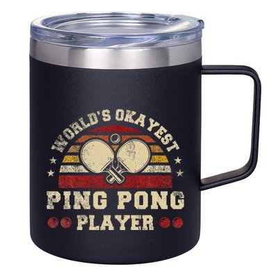 Worlds Okayest Ping Pong Player Retro Ping Pong 12oz Stainless Steel Coffee Mug