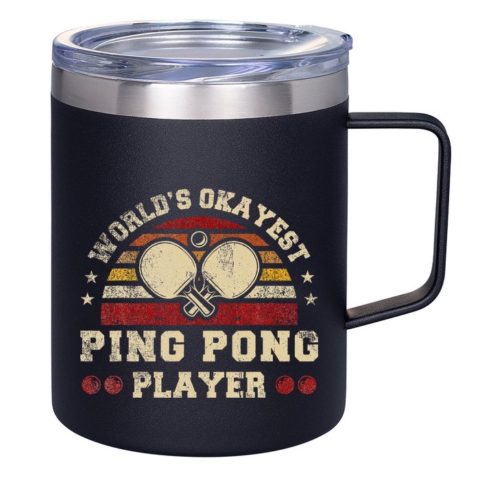 Worlds Okayest Ping Pong Player Retro Ping Pong 12oz Stainless Steel Coffee Mug