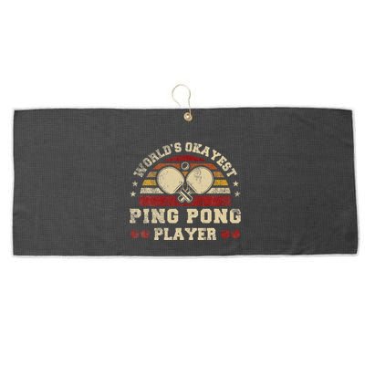 Worlds Okayest Ping Pong Player Retro Ping Pong Large Microfiber Waffle Golf Towel