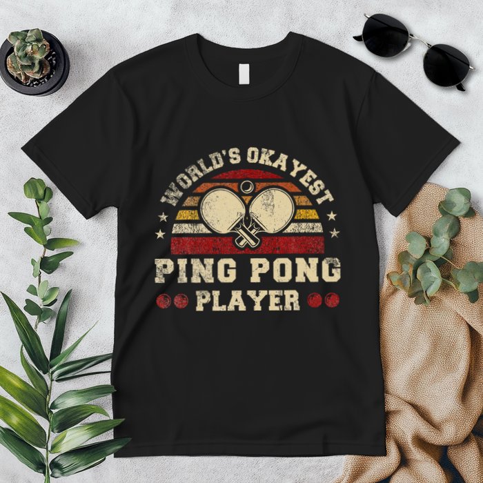 Worlds Okayest Ping Pong Player Retro Ping Pong Premium T-Shirt