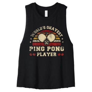 Worlds Okayest Ping Pong Player Retro Ping Pong Women's Racerback Cropped Tank