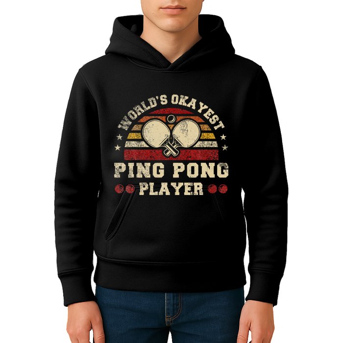 Worlds Okayest Ping Pong Player Retro Ping Pong Kids Hoodie