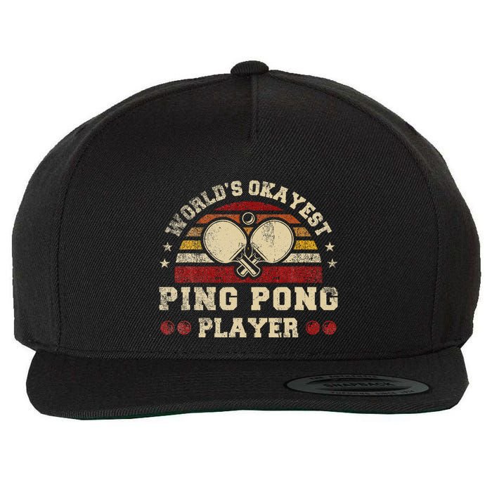 Worlds Okayest Ping Pong Player Retro Ping Pong Wool Snapback Cap
