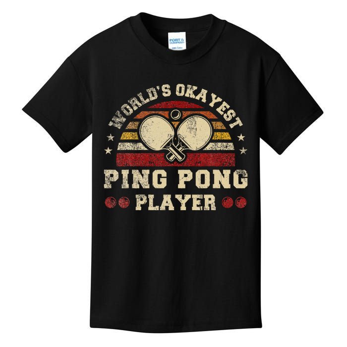 Worlds Okayest Ping Pong Player Retro Ping Pong Kids T-Shirt