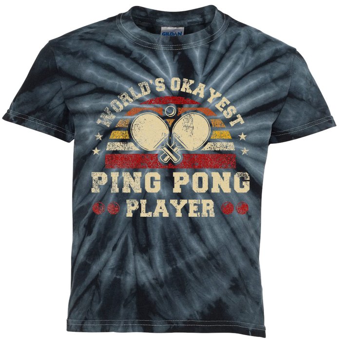 Worlds Okayest Ping Pong Player Retro Ping Pong Kids Tie-Dye T-Shirt