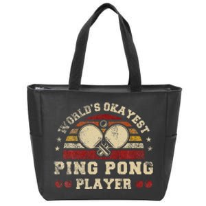 Worlds Okayest Ping Pong Player Retro Ping Pong Zip Tote Bag