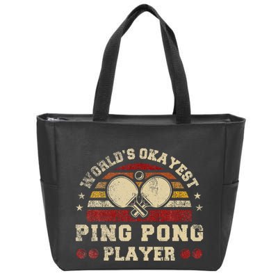 Worlds Okayest Ping Pong Player Retro Ping Pong Zip Tote Bag