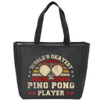Worlds Okayest Ping Pong Player Retro Ping Pong Zip Tote Bag
