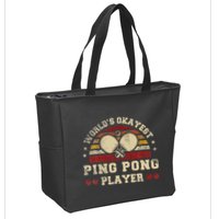 Worlds Okayest Ping Pong Player Retro Ping Pong Zip Tote Bag
