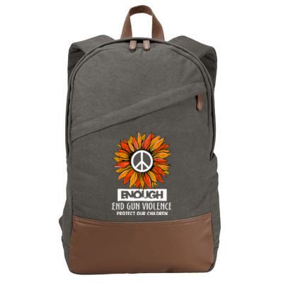 Wear Orange Peace Sunflower Enough End Gun Violence Cotton Canvas Backpack