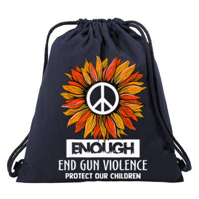 Wear Orange Peace Sunflower Enough End Gun Violence Drawstring Bag