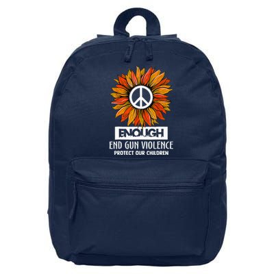 Wear Orange Peace Sunflower Enough End Gun Violence 16 in Basic Backpack