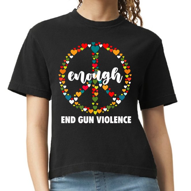 Wear Orange Peace Sign Enough End Gun Violence Comfort Colors Boxy T-Shirt