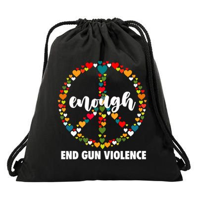 Wear Orange Peace Sign Enough End Gun Violence Drawstring Bag