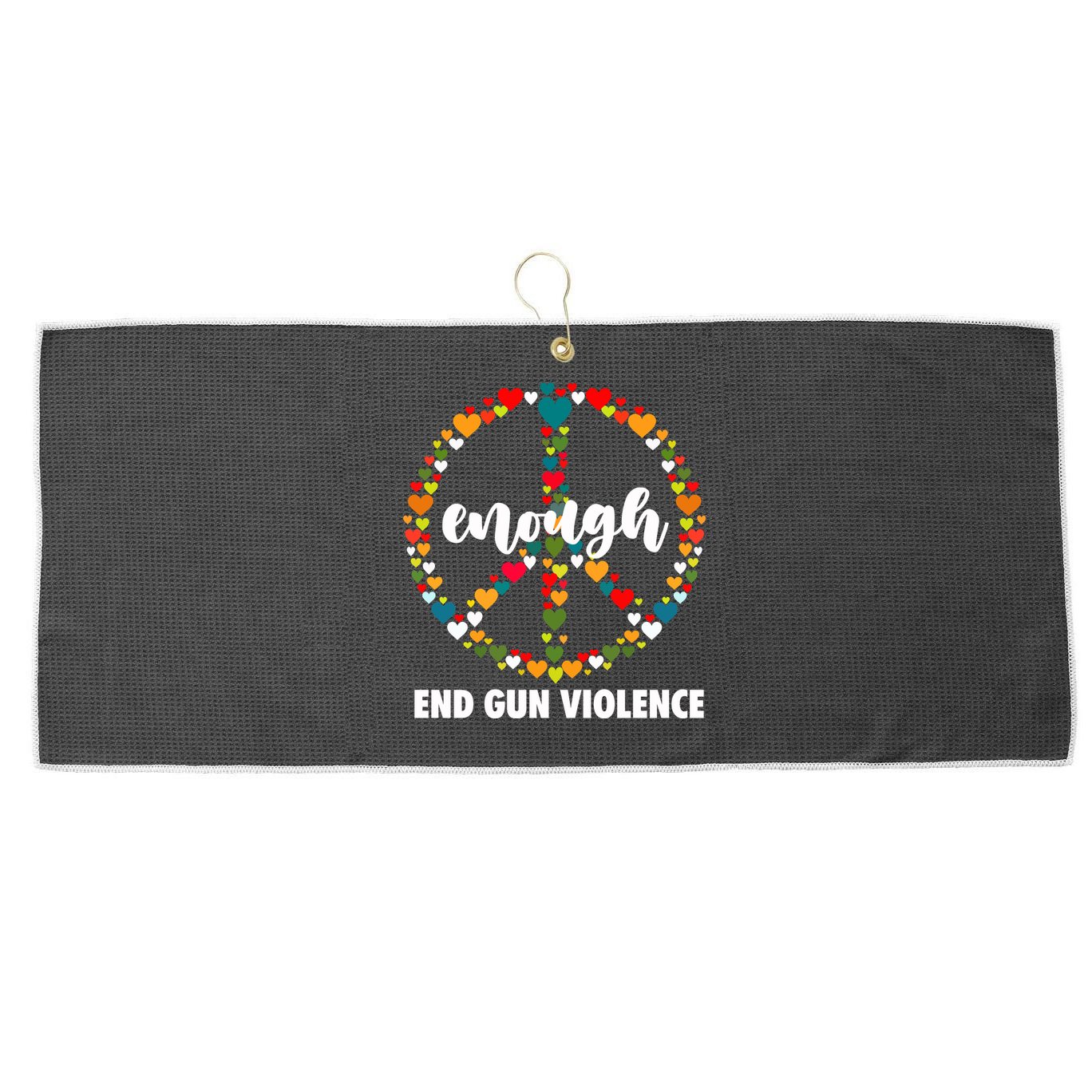 Wear Orange Peace Sign Enough End Gun Violence Large Microfiber Waffle Golf Towel