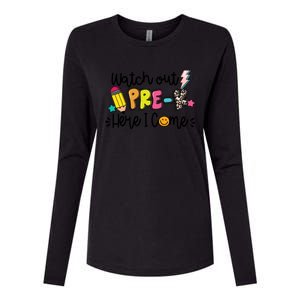 Watch Out PreK Squad Here I Come Happy First Day Of School Funny Gift Womens Cotton Relaxed Long Sleeve T-Shirt