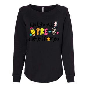 Watch Out PreK Squad Here I Come Happy First Day Of School Funny Gift Womens California Wash Sweatshirt