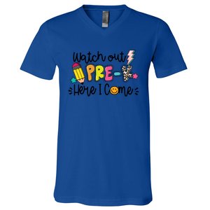 Watch Out PreK Squad Here I Come Happy First Day Of School Funny Gift V-Neck T-Shirt