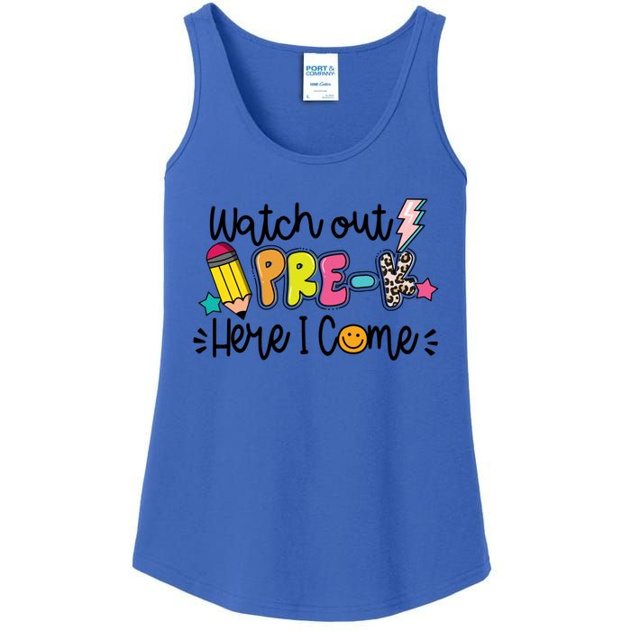 Watch Out PreK Squad Here I Come Happy First Day Of School Funny Gift Ladies Essential Tank