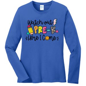 Watch Out PreK Squad Here I Come Happy First Day Of School Funny Gift Ladies Long Sleeve Shirt