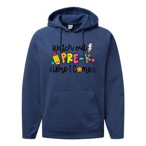 Watch Out PreK Squad Here I Come Happy First Day Of School Funny Gift Performance Fleece Hoodie