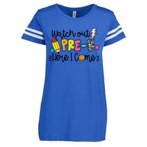 Watch Out PreK Squad Here I Come Happy First Day Of School Funny Gift Enza Ladies Jersey Football T-Shirt