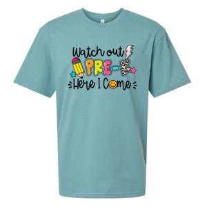 Watch Out PreK Squad Here I Come Happy First Day Of School Funny Gift Sueded Cloud Jersey T-Shirt