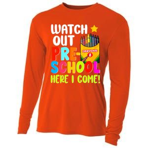 Watch Out PreSchool Here I Come First Day Of School Teacher Funny Gift Cooling Performance Long Sleeve Crew