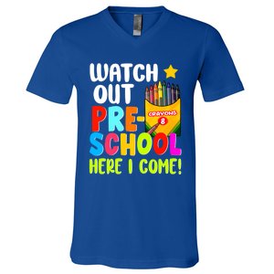 Watch Out PreSchool Here I Come First Day Of School Teacher Funny Gift V-Neck T-Shirt