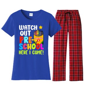 Watch Out PreSchool Here I Come First Day Of School Teacher Funny Gift Women's Flannel Pajama Set