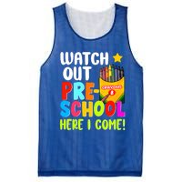 Watch Out PreSchool Here I Come First Day Of School Teacher Funny Gift Mesh Reversible Basketball Jersey Tank