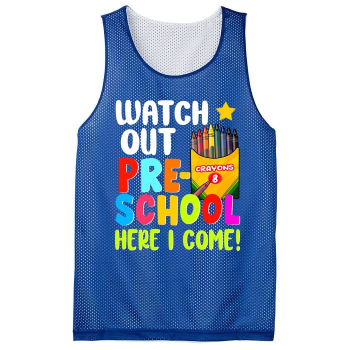 Watch Out PreSchool Here I Come First Day Of School Teacher Funny Gift Mesh Reversible Basketball Jersey Tank