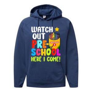 Watch Out PreSchool Here I Come First Day Of School Teacher Funny Gift Performance Fleece Hoodie