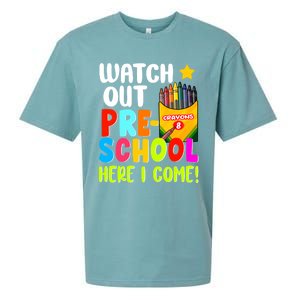 Watch Out PreSchool Here I Come First Day Of School Teacher Funny Gift Sueded Cloud Jersey T-Shirt