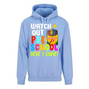 Watch Out PreSchool Here I Come First Day Of School Teacher Funny Gift Unisex Surf Hoodie