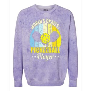 World's Okayest Pickleball Player Colorblast Crewneck Sweatshirt