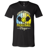 World's Okayest Pickleball Player V-Neck T-Shirt