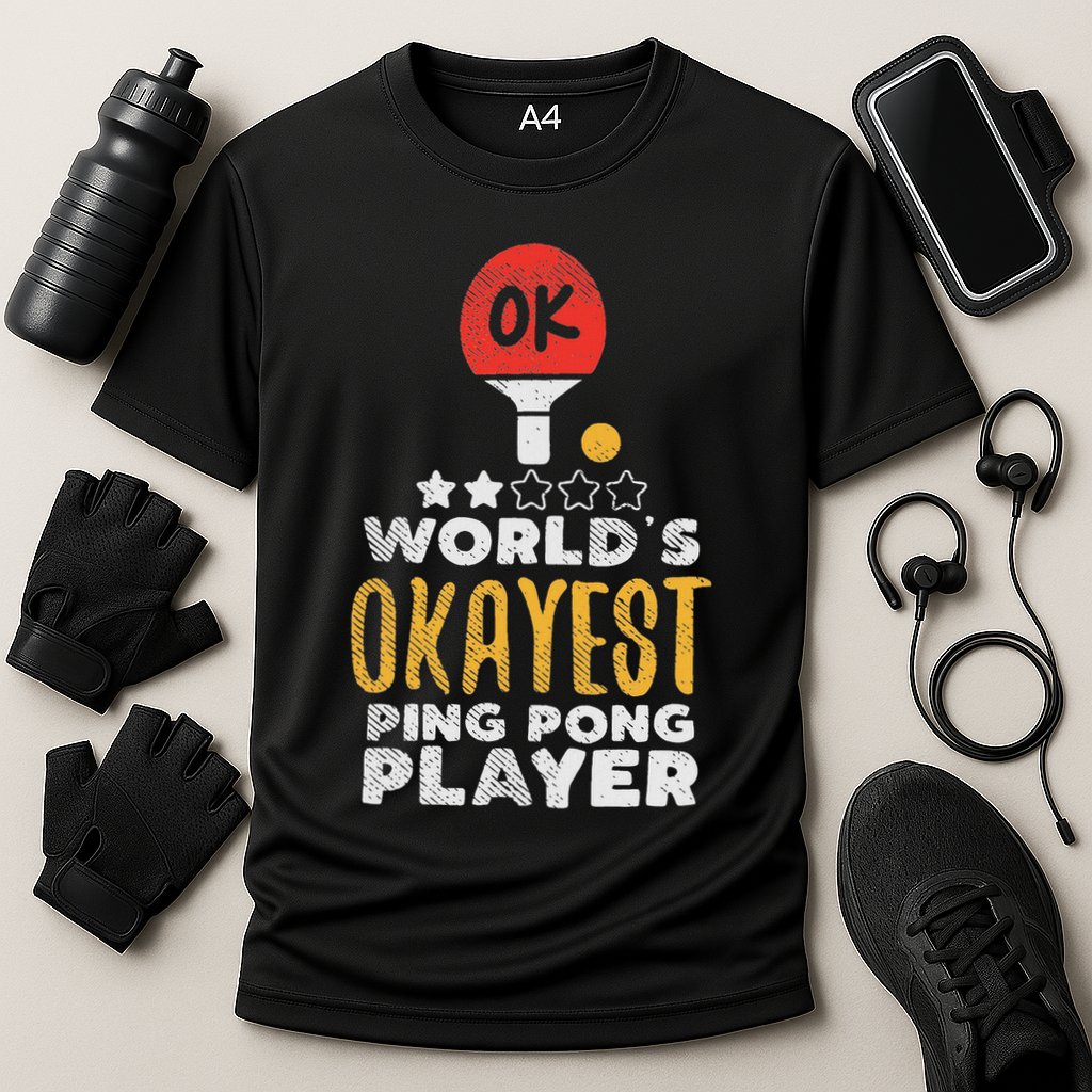 World's Okayest Ping Pong Player Funny Table Tennis Gift Performance Shirt