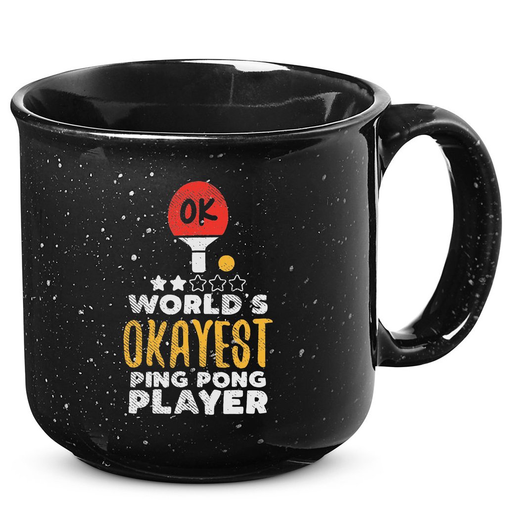 World's Okayest Ping Pong Player Funny Table Tennis Gift 15oz Campfire Ceramic Mug
