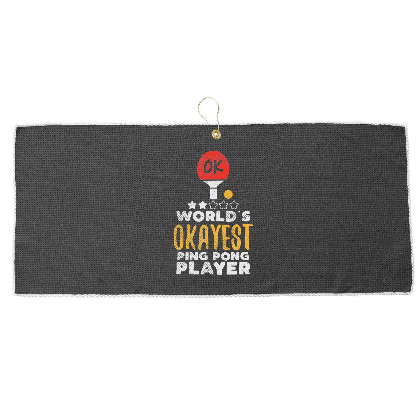 World's Okayest Ping Pong Player Funny Table Tennis Gift Large Microfiber Waffle Golf Towel